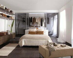 Bedroom storage solution with sliding wardrobe doors