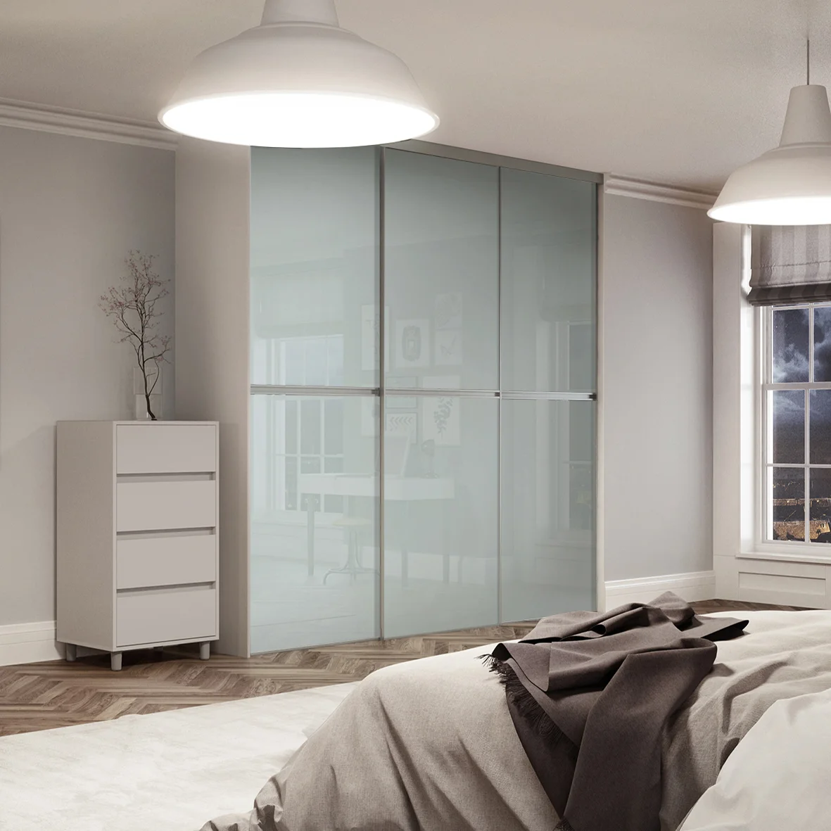Reflex 3 door artic white glass